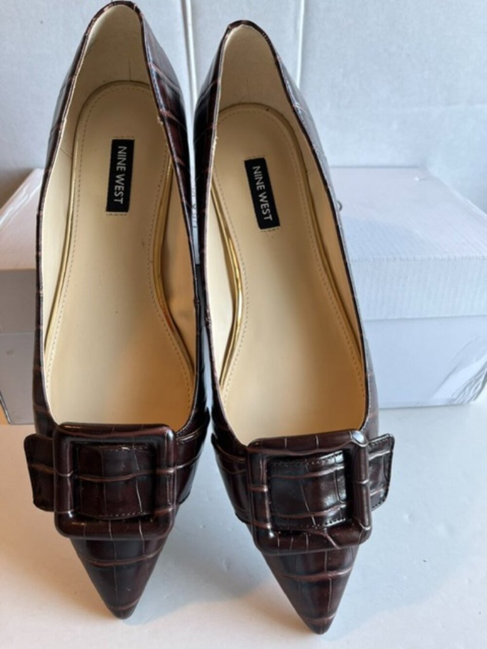 Nine West brown Jesike flats.